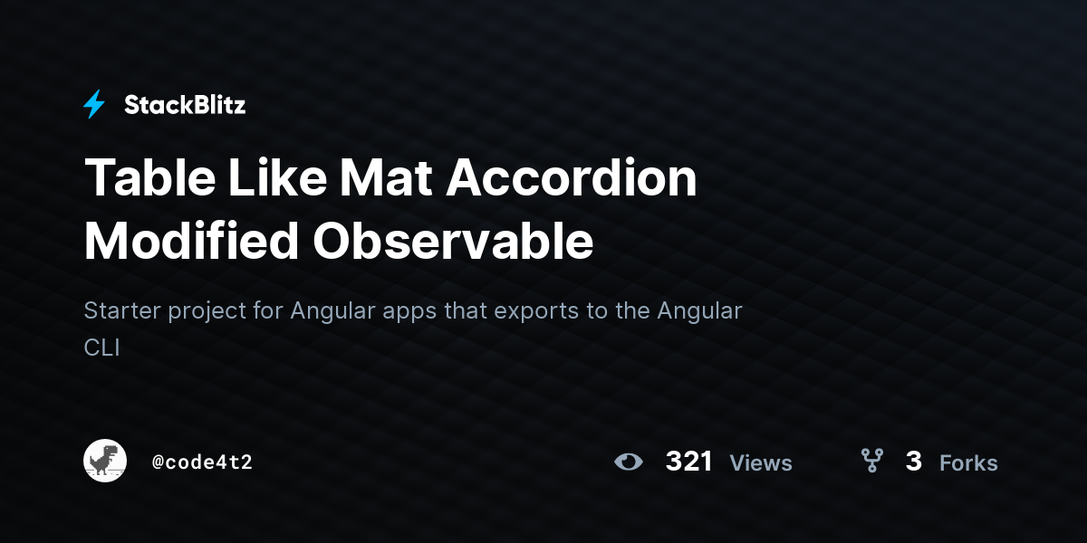 Table Like Mat Accordion Modified Observable StackBlitz