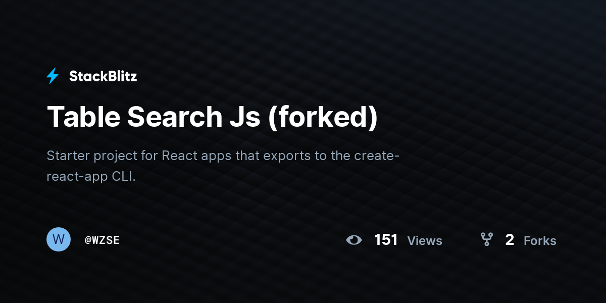 Table Search Js (forked) - StackBlitz