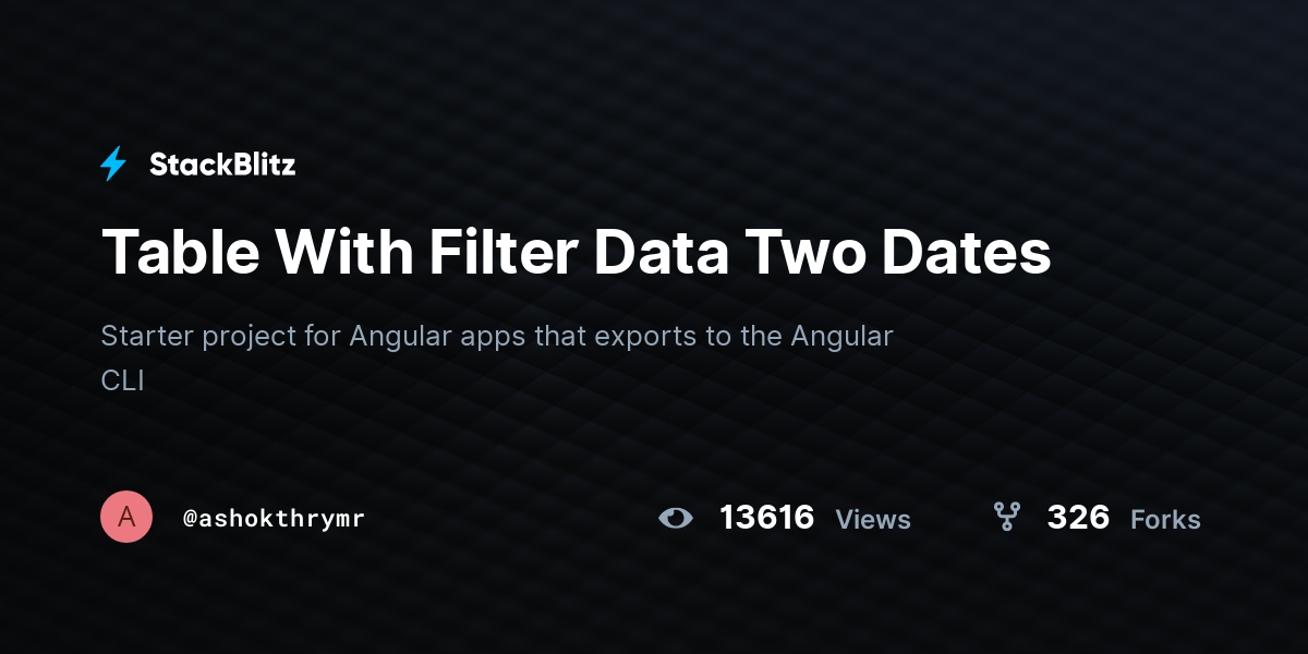 Table With Filter Data Two Dates - StackBlitz