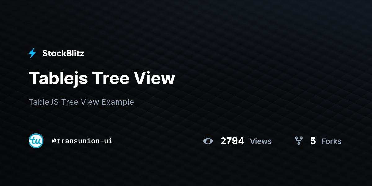 Tablejs Tree View - StackBlitz