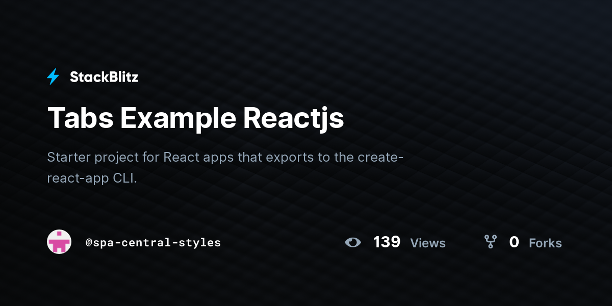 Tabs Example Reactjs - StackBlitz