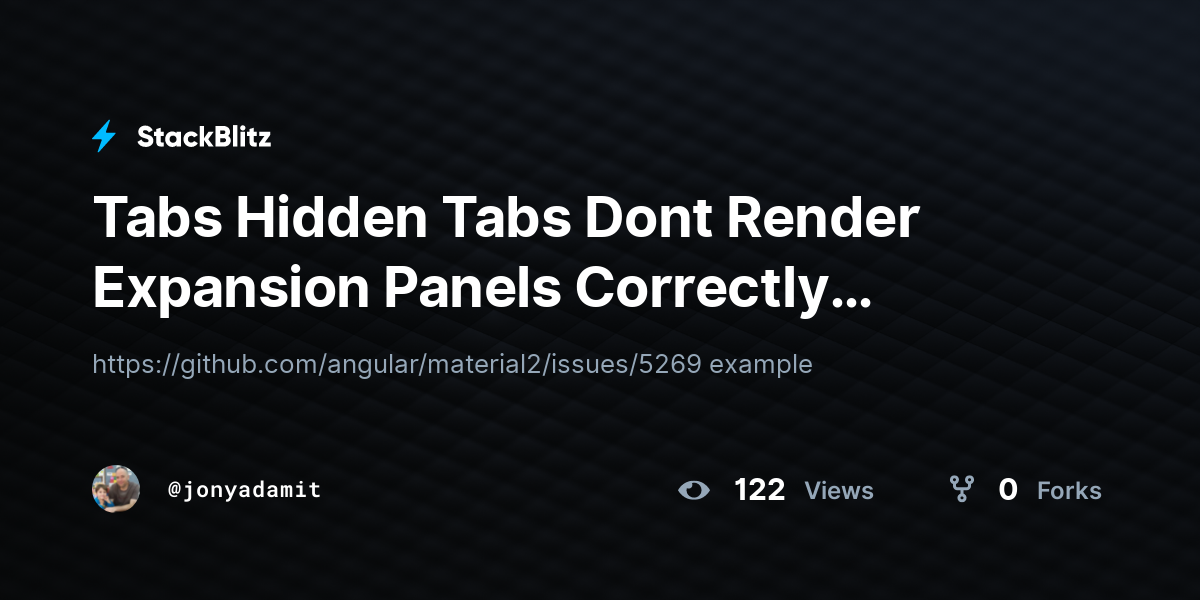 Tabs Hidden Tabs Dont Render Expansion Panels Correctly (forked ...