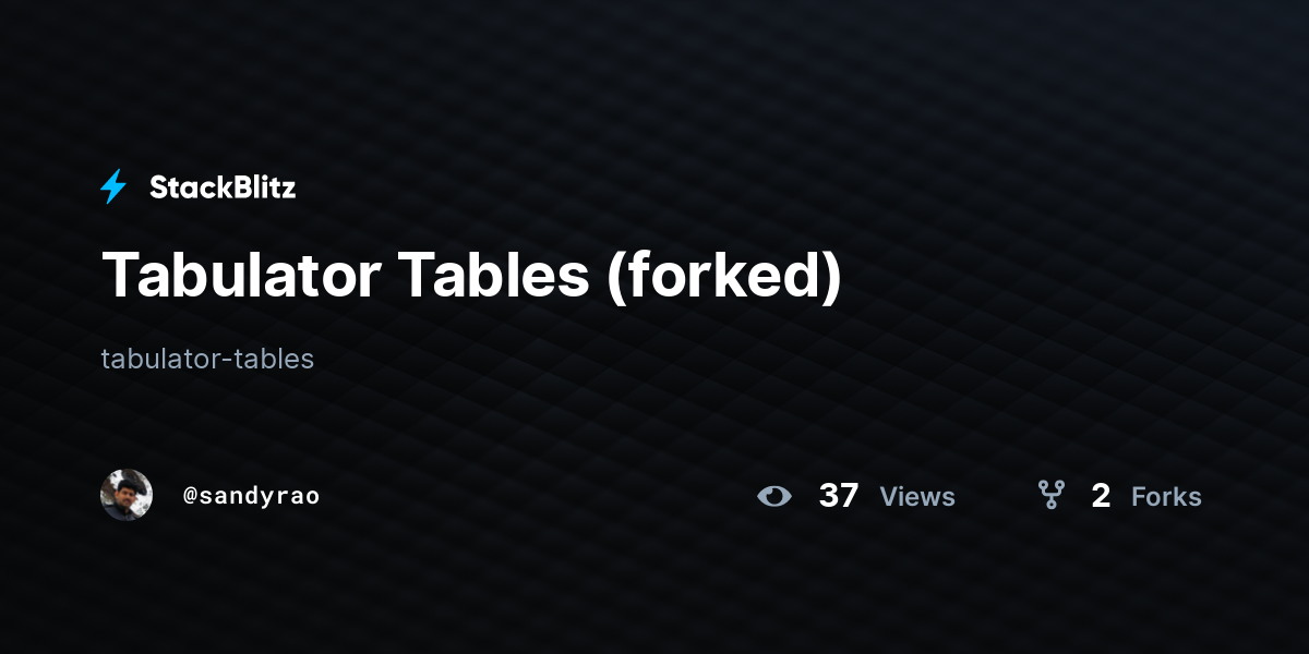 Tabulator Tables (forked) - StackBlitz