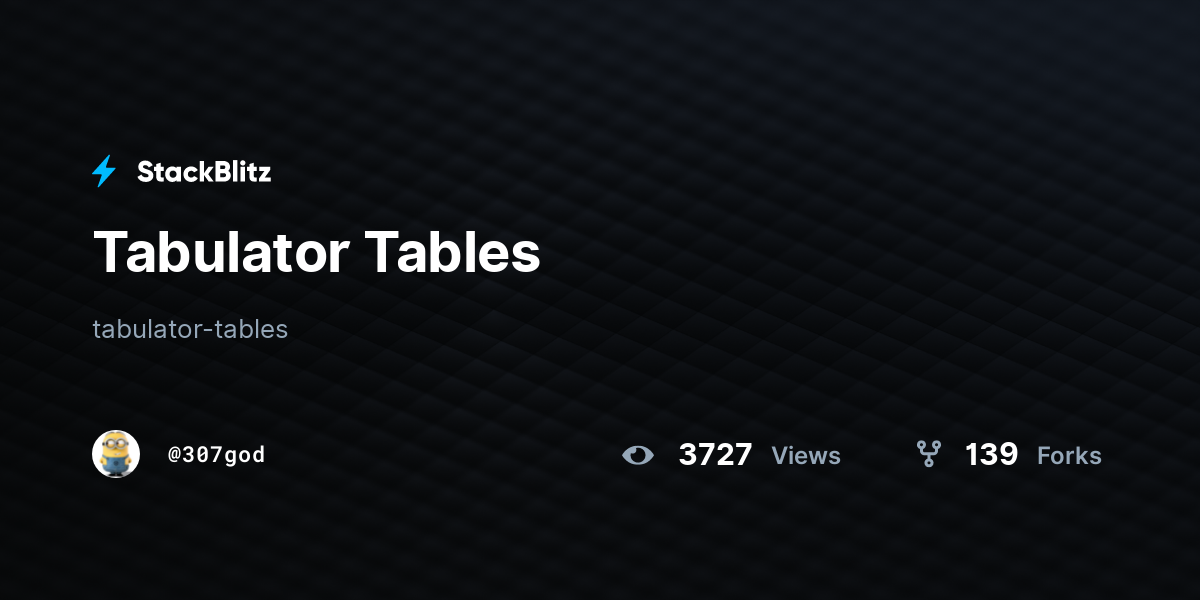 Tabulator Tables StackBlitz