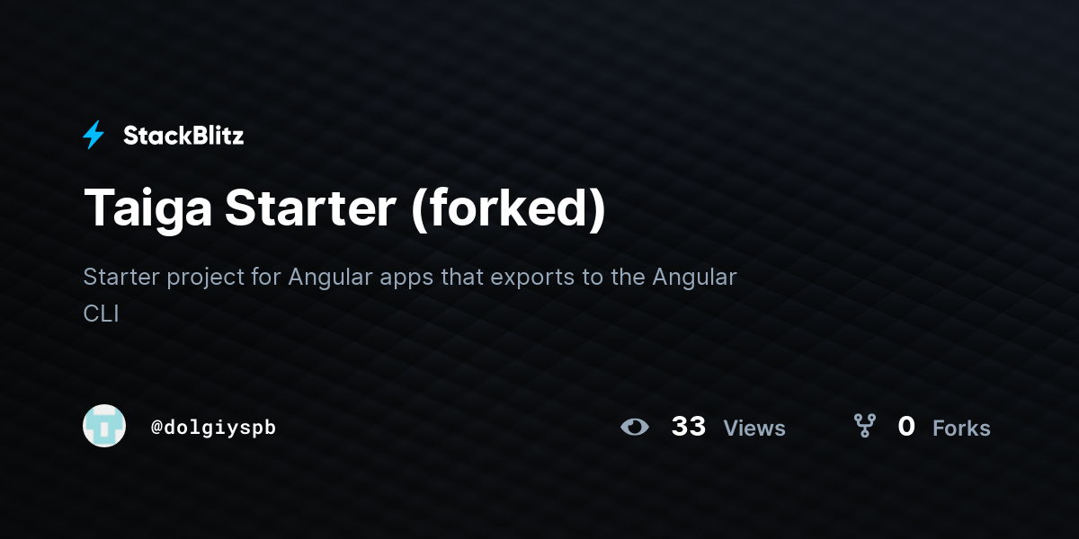 Taiga Starter (forked) - StackBlitz