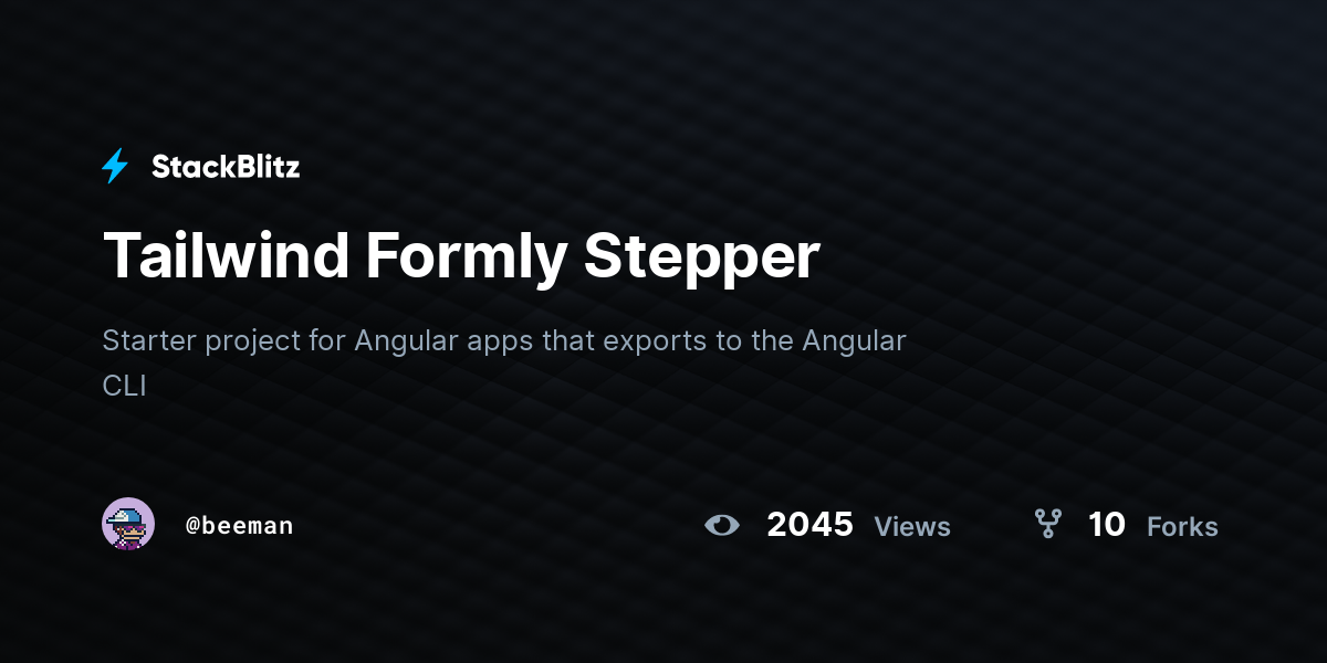 Tailwind Formly Stepper - StackBlitz