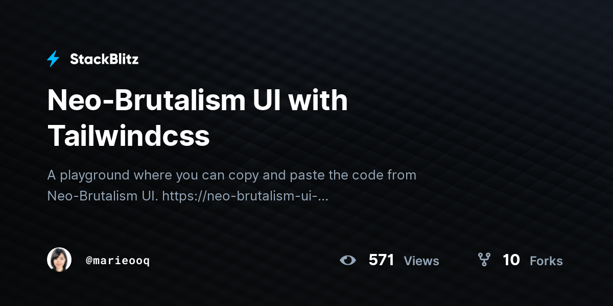 Neo-Brutalism UI with Tailwindcss - StackBlitz
