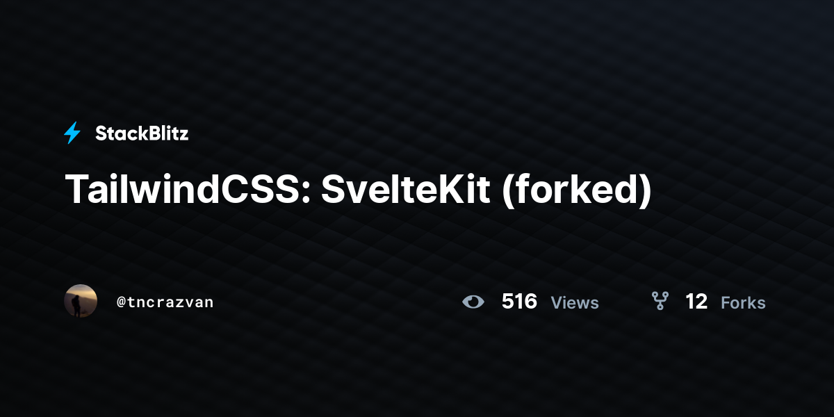 TailwindCSS: SvelteKit (forked) - StackBlitz