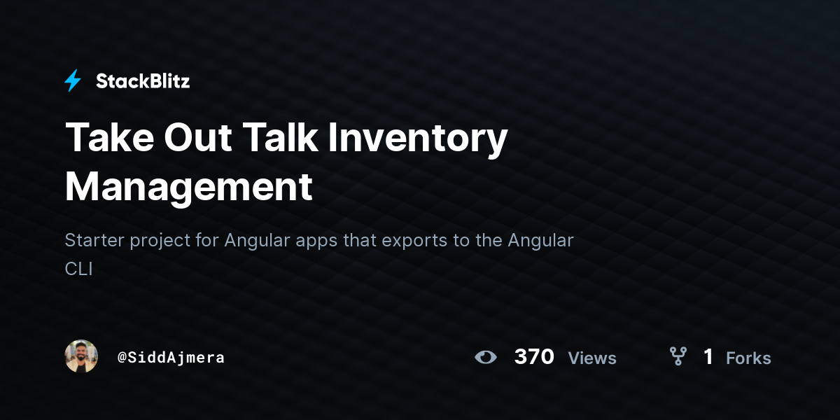 Take Out Talk Inventory Management - StackBlitz