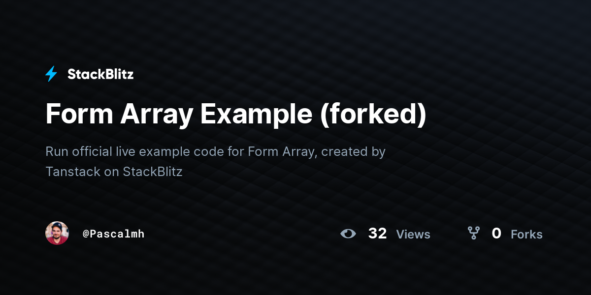 Form Array Example (forked) - StackBlitz