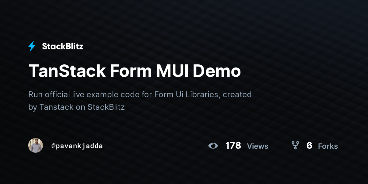 TanStack Form MUI Demo - StackBlitz