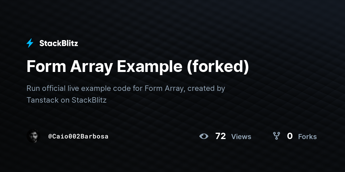 Form Array Example (forked) - StackBlitz