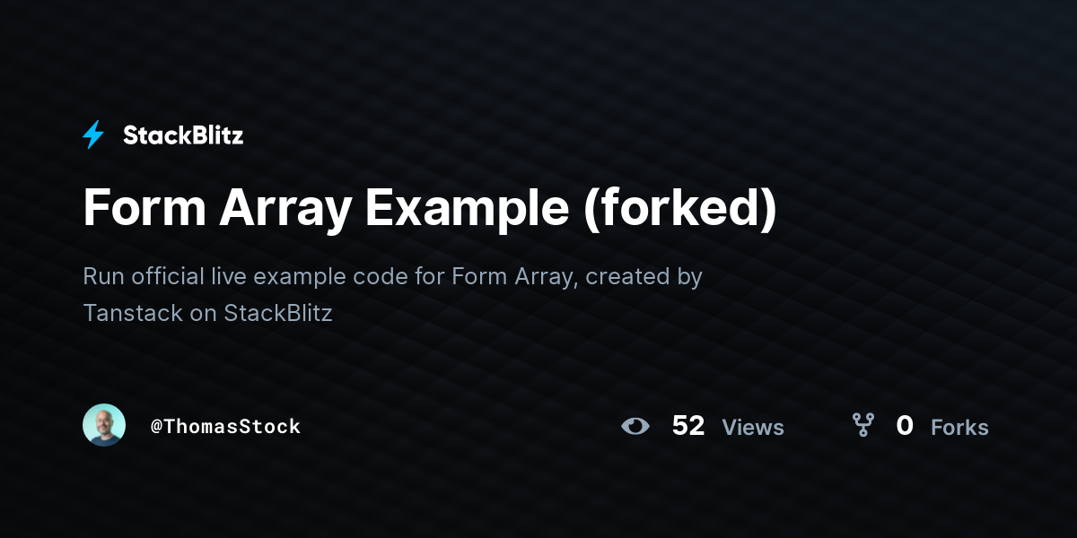 Form Array Example (forked) - StackBlitz