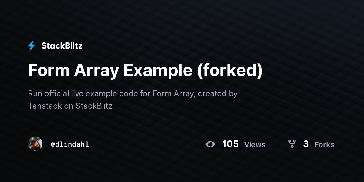 Form Array Example (forked) - StackBlitz