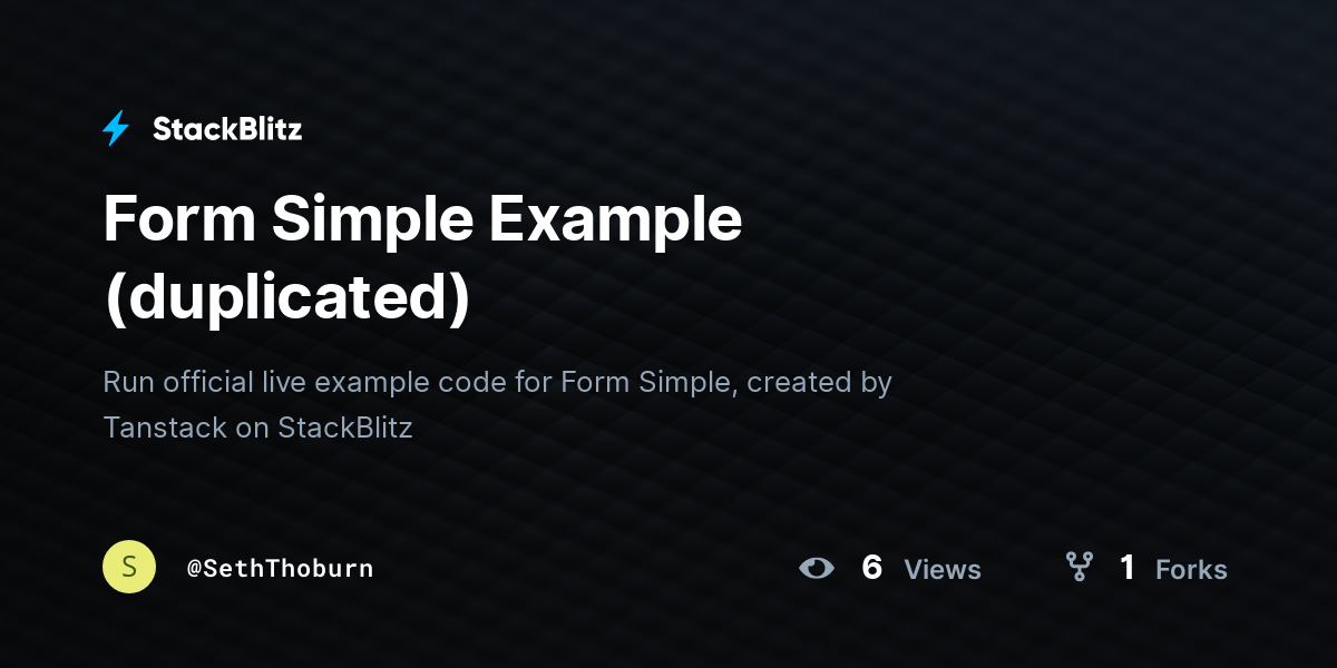 Form Simple Example (duplicated) - StackBlitz