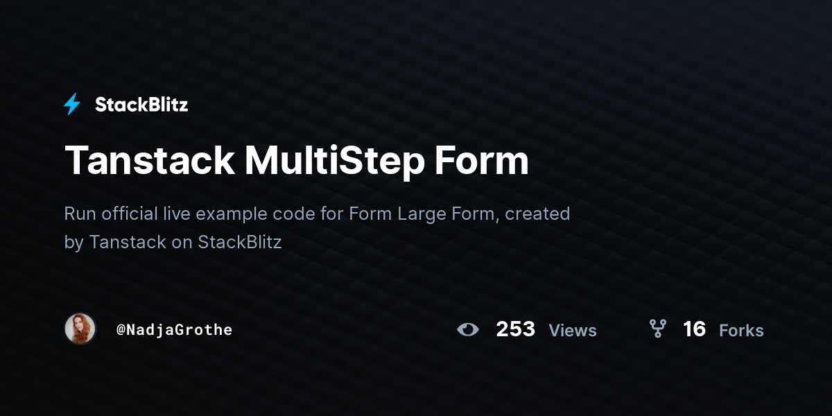 Tanstack MultiStep Form - StackBlitz