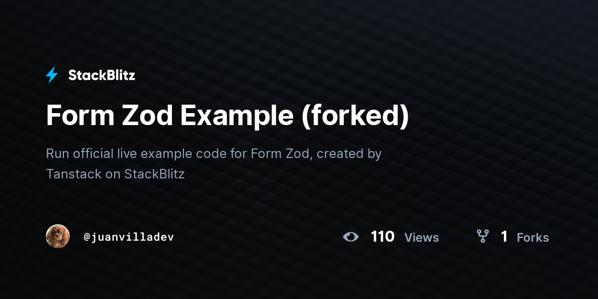 Form Zod Example (forked) - StackBlitz