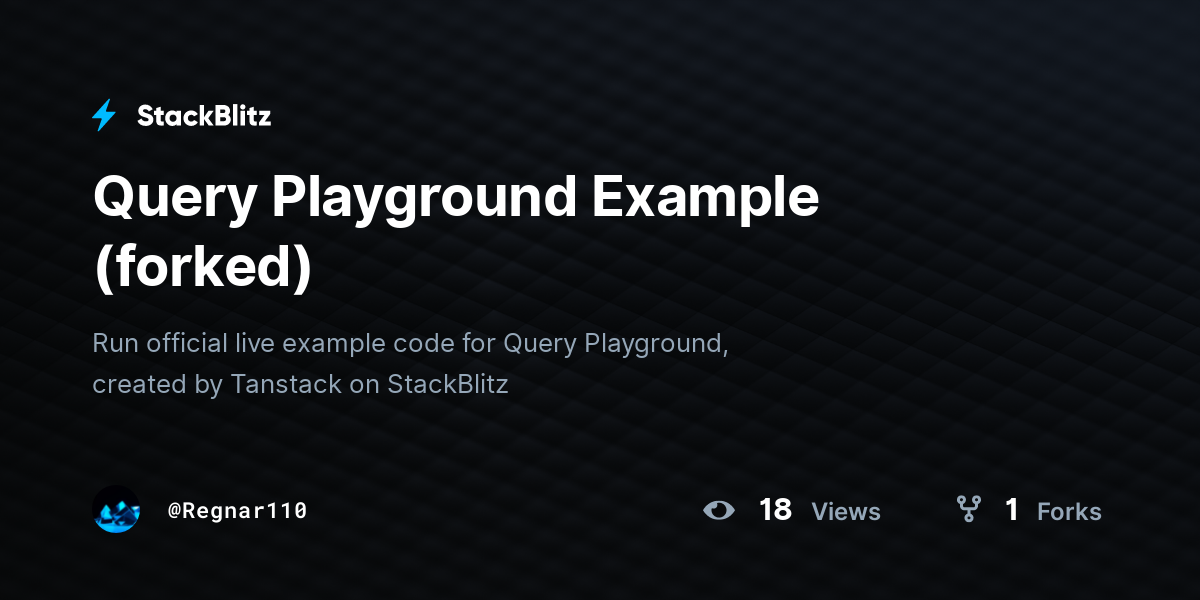 Query Playground Example (forked) - StackBlitz