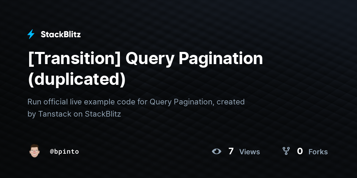 [Transition] Query Pagination (duplicated) - StackBlitz