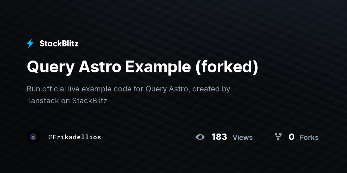 Query Astro Example (forked) - StackBlitz