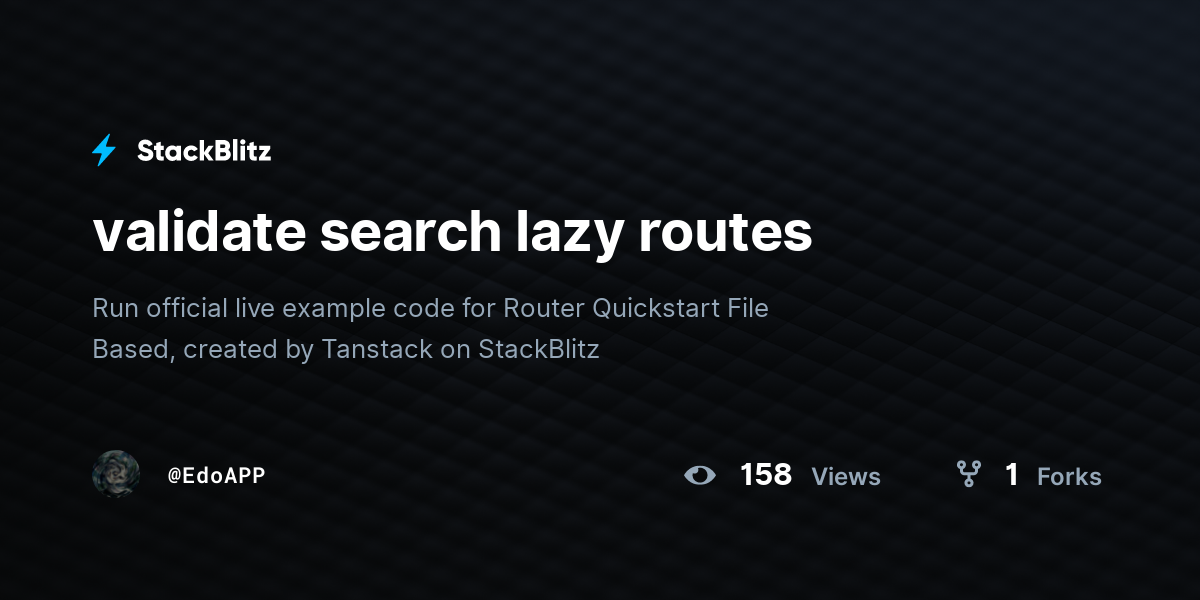 validate search lazy routes - StackBlitz