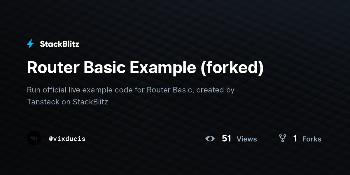Router Basic Example (forked) - StackBlitz