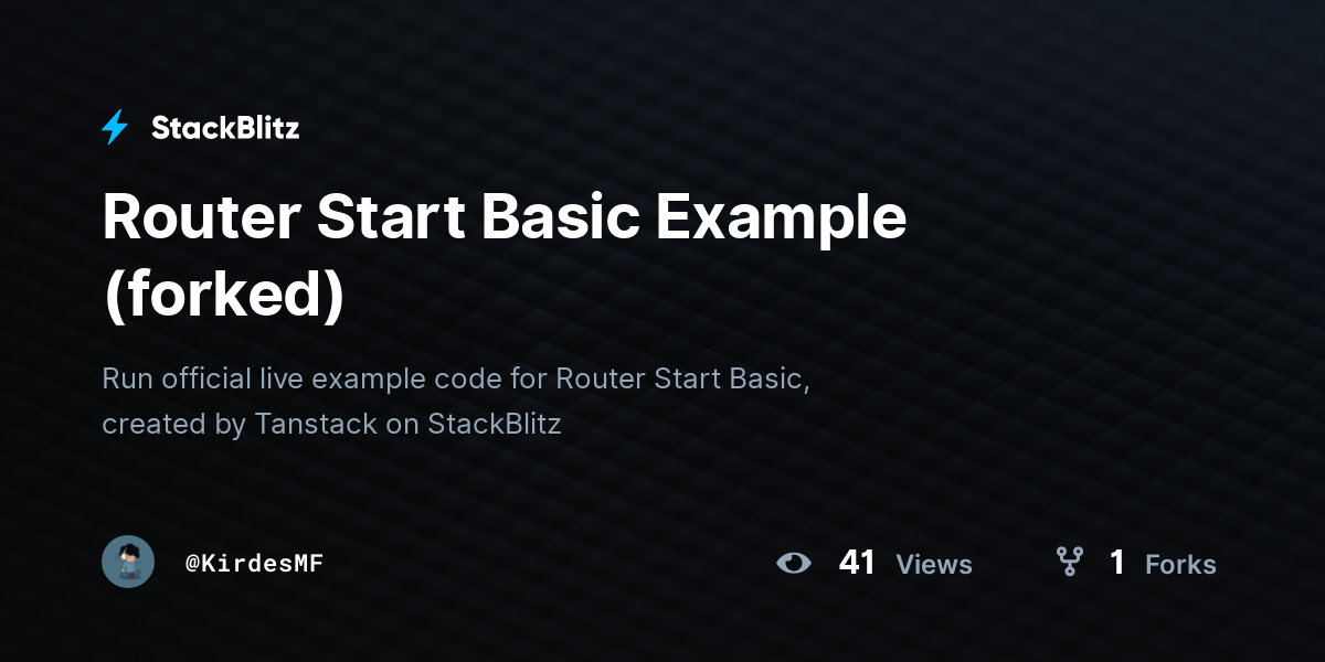 Router Start Basic Example (forked) - StackBlitz