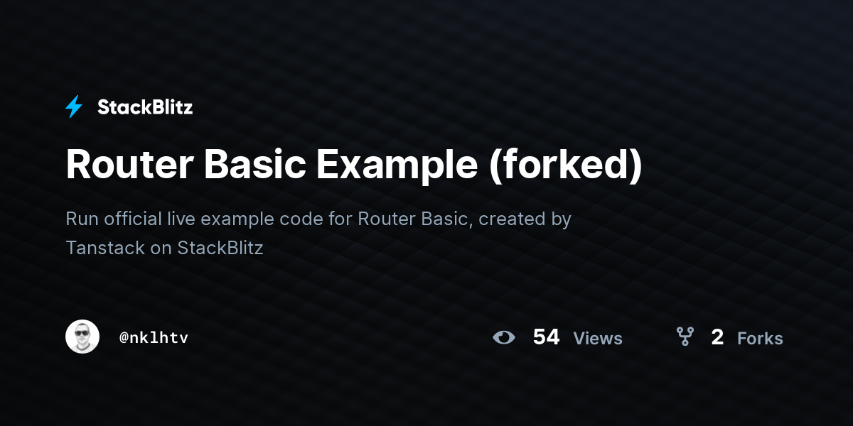 Router Basic Example (forked) - StackBlitz