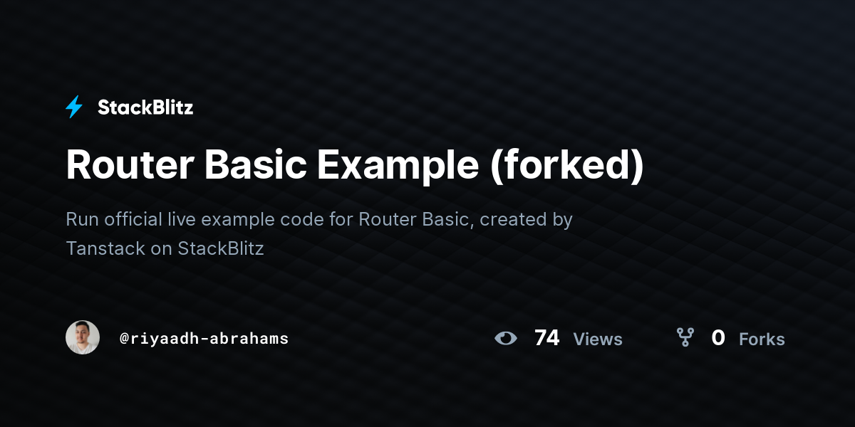 Router Basic Example (forked) - StackBlitz