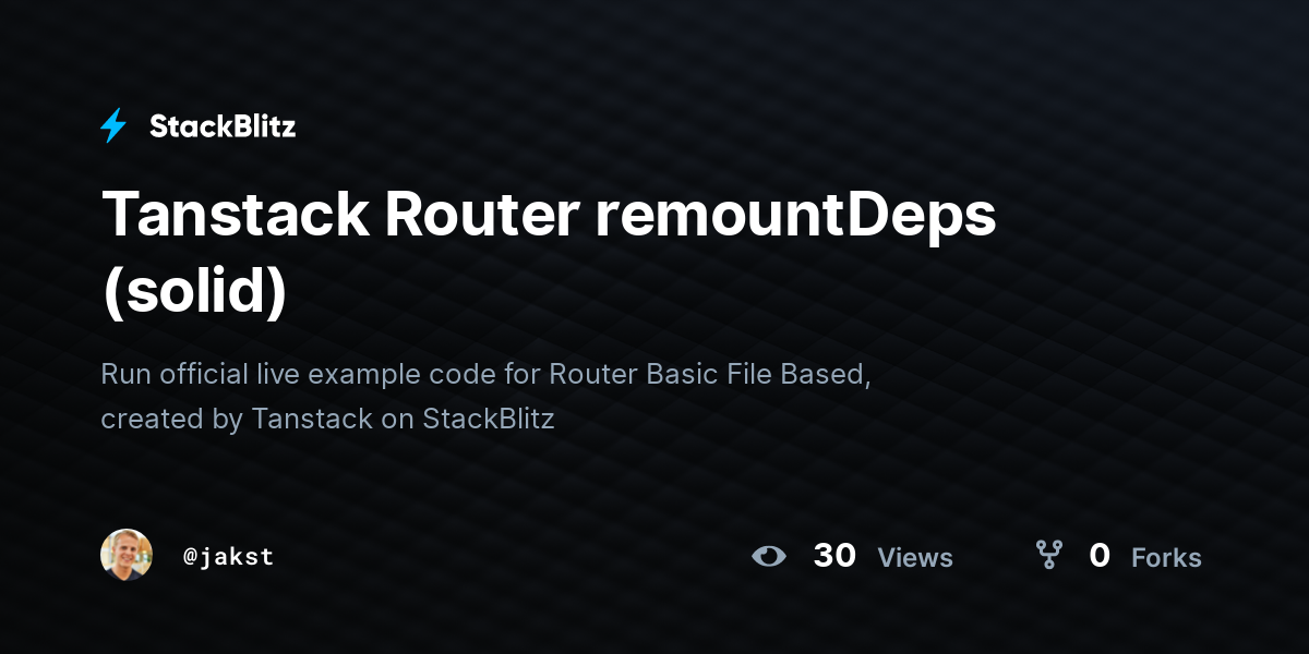 Tanstack Router remountDeps (solid) - StackBlitz
