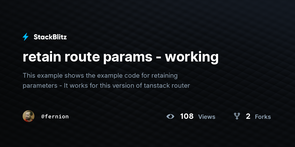 retain route params - working - StackBlitz