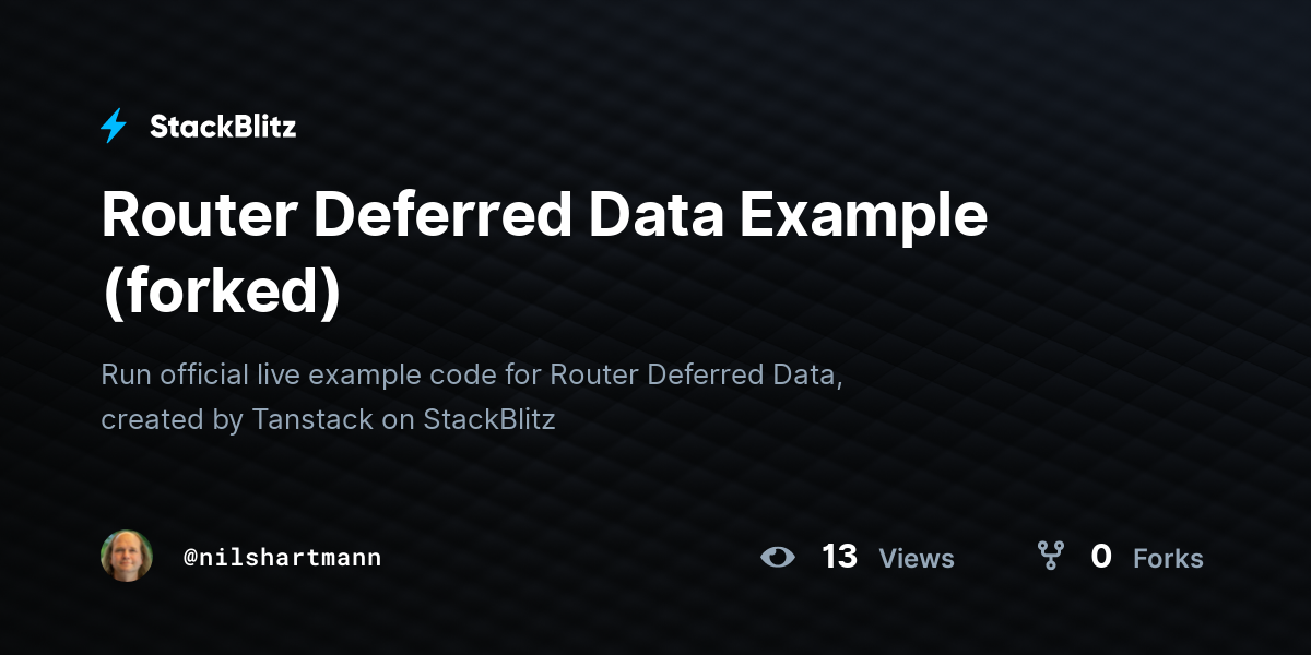 Router Deferred Data Example (forked) - StackBlitz