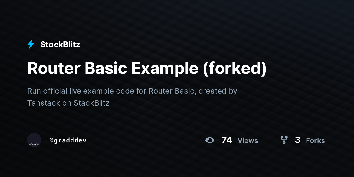 Router Basic Example (forked) - StackBlitz