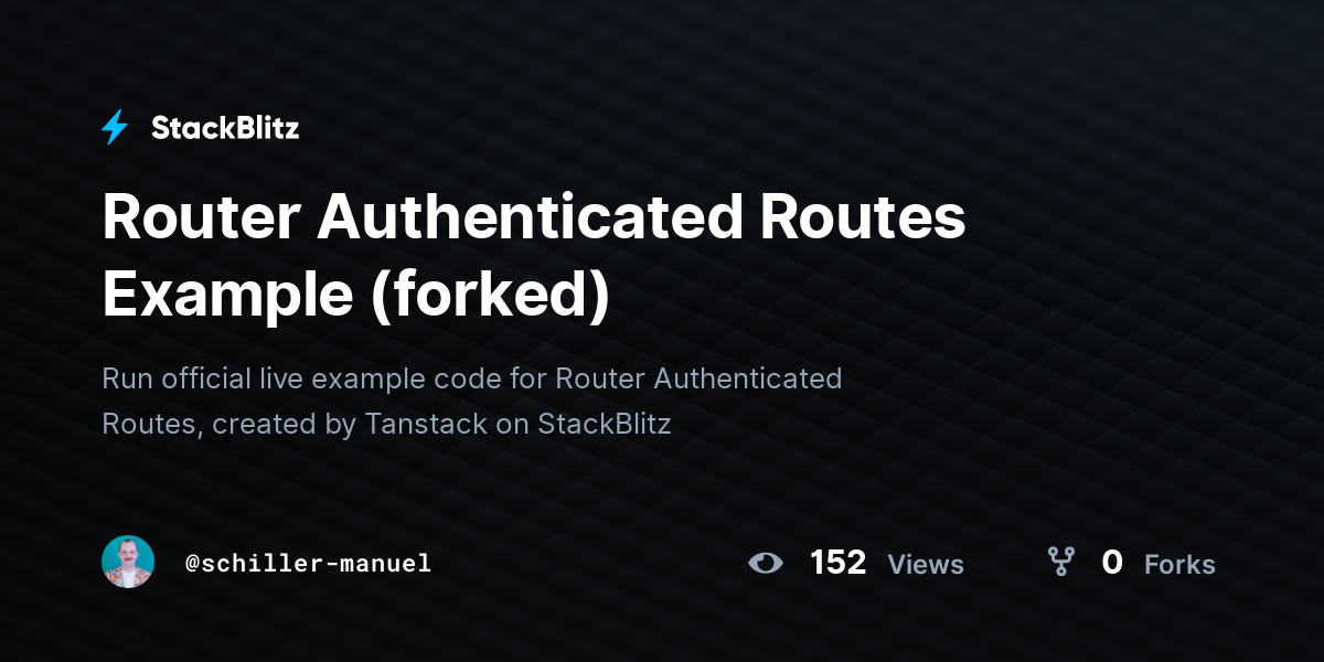Router Authenticated Routes Example (forked) - StackBlitz
