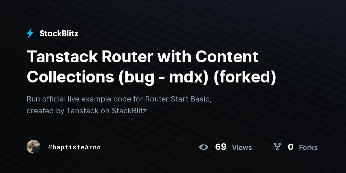 Tanstack Router with Content Collections (bug - mdx) (forked) - StackBlitz
