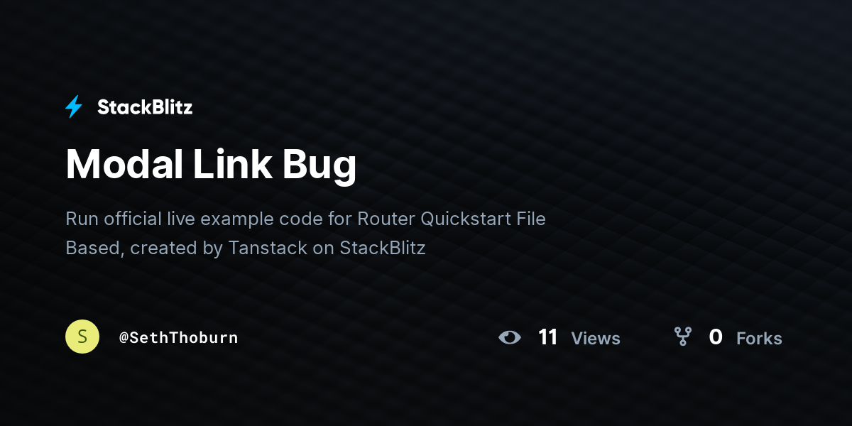 Modal Link Bug - StackBlitz