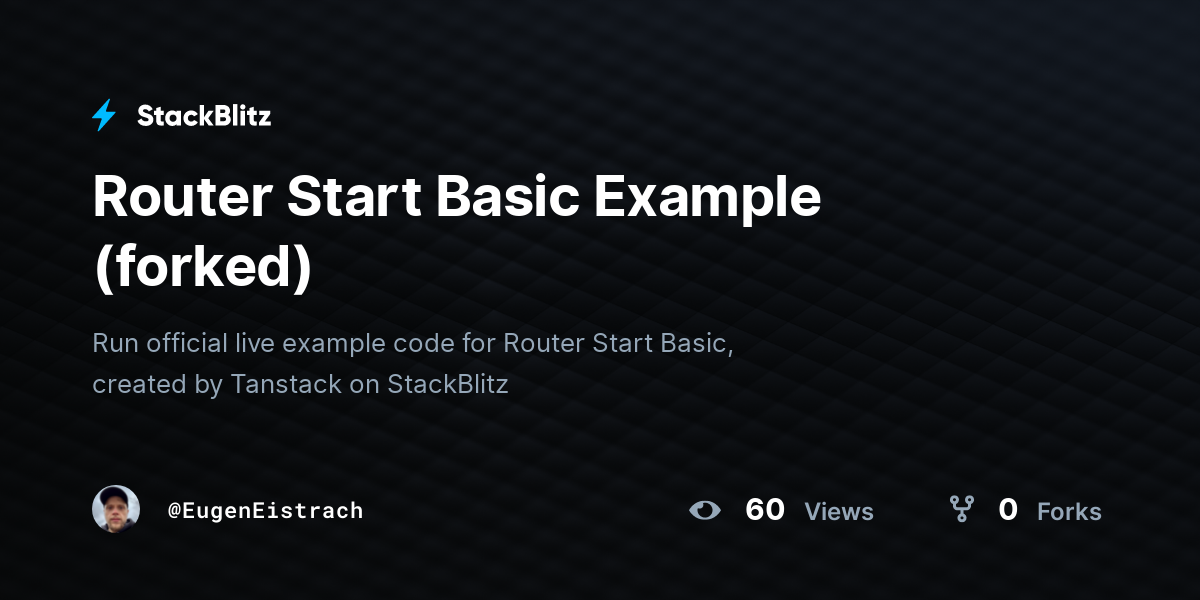 Router Start Basic Example (forked) - StackBlitz