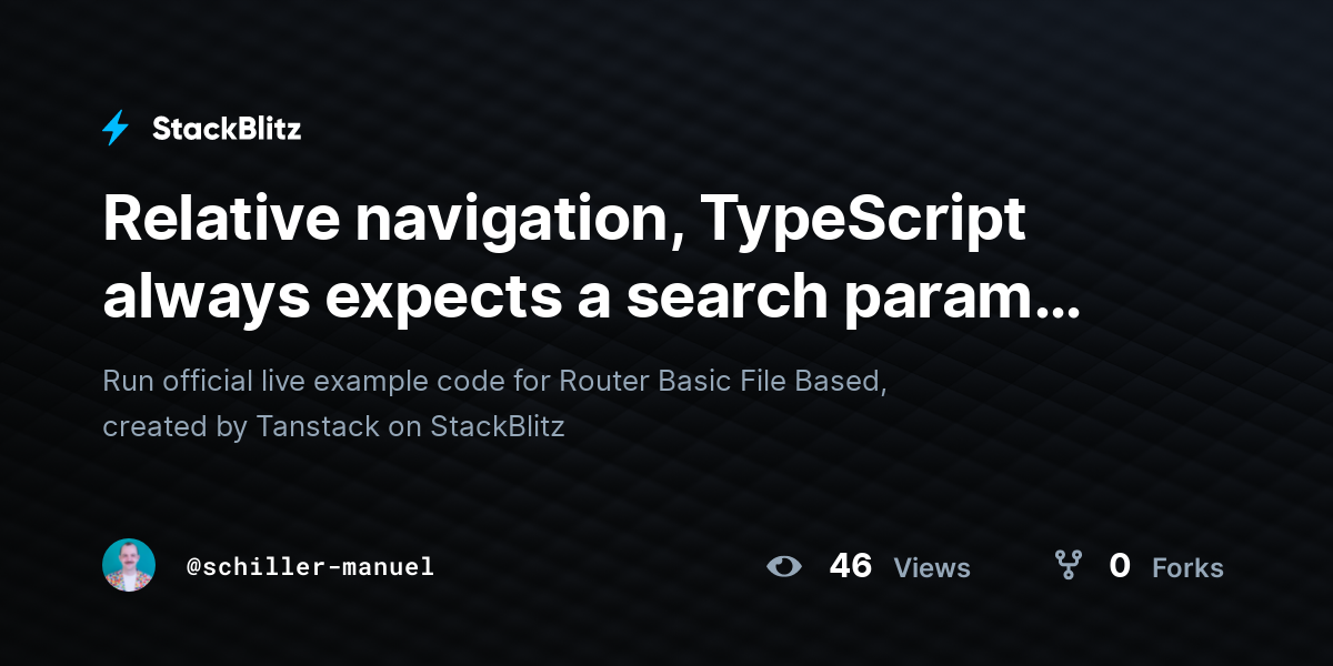 Relative navigation, TypeScript always expects a search param (forked ...