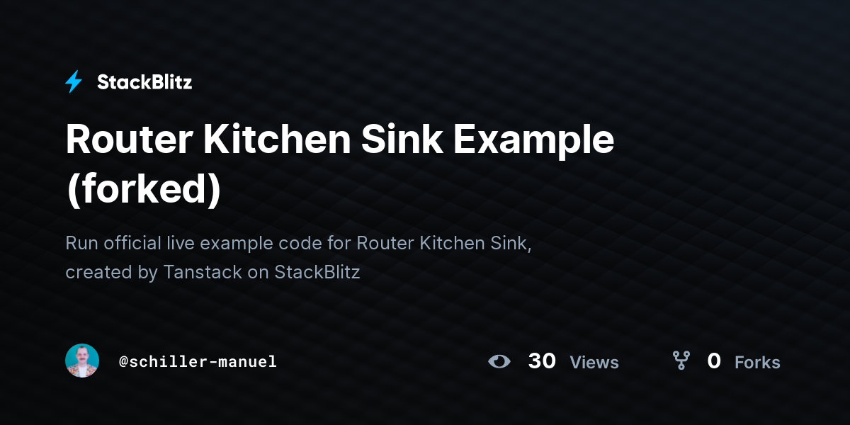 Router Kitchen Sink Example (forked) - StackBlitz