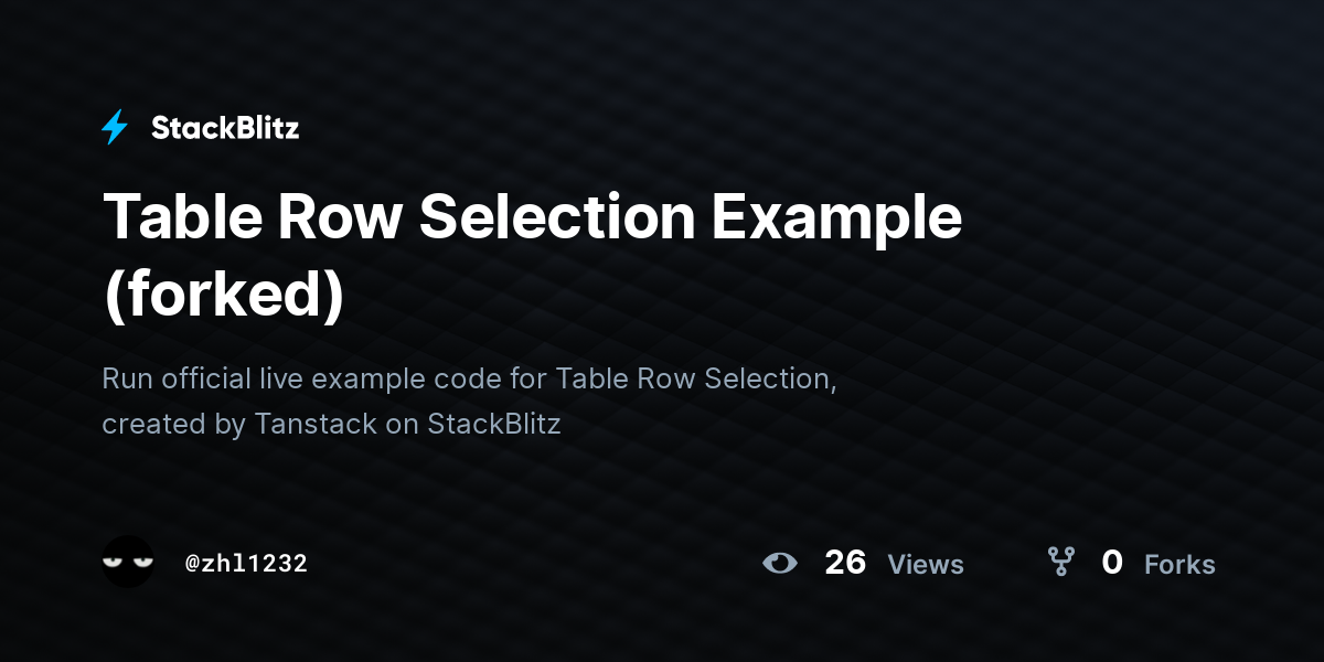 Table Row Selection Example (forked) - StackBlitz