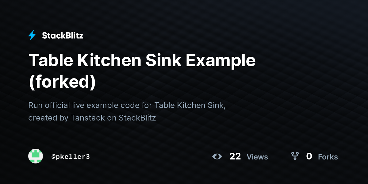Table Kitchen Sink Example (forked) - StackBlitz