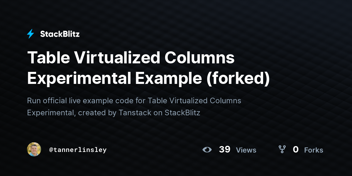 Table Virtualized Columns Experimental Example (forked) - StackBlitz