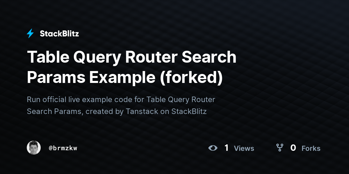 Table Query Router Search Params Example (forked) - StackBlitz