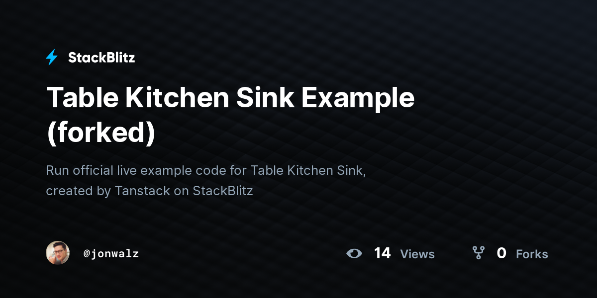 Table Kitchen Sink Example (forked) - StackBlitz