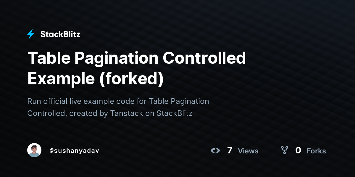 Table Pagination Controlled Example (forked) - StackBlitz