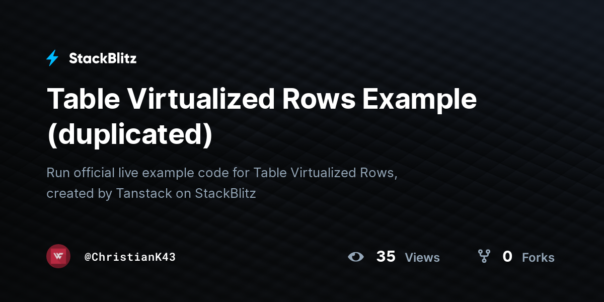 Table Virtualized Rows Example (duplicated) - StackBlitz