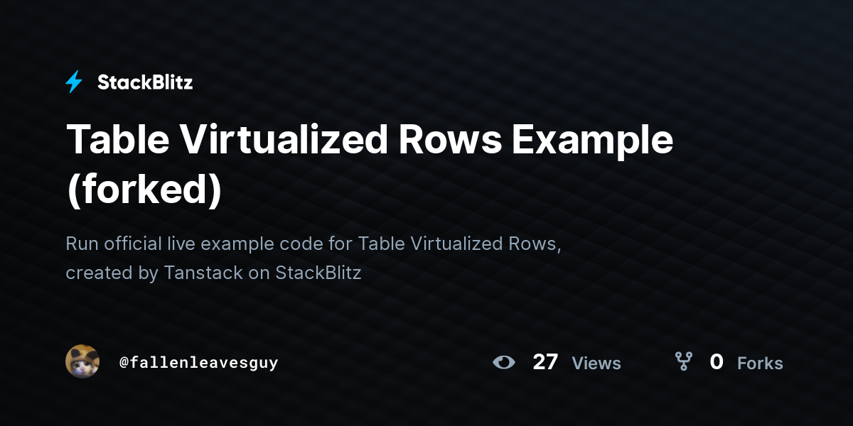 Table Virtualized Rows Example (forked) - StackBlitz
