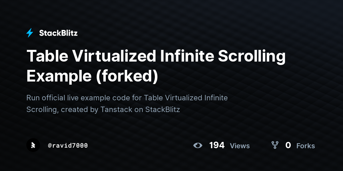 Table Virtualized Infinite Scrolling Example (forked) - StackBlitz