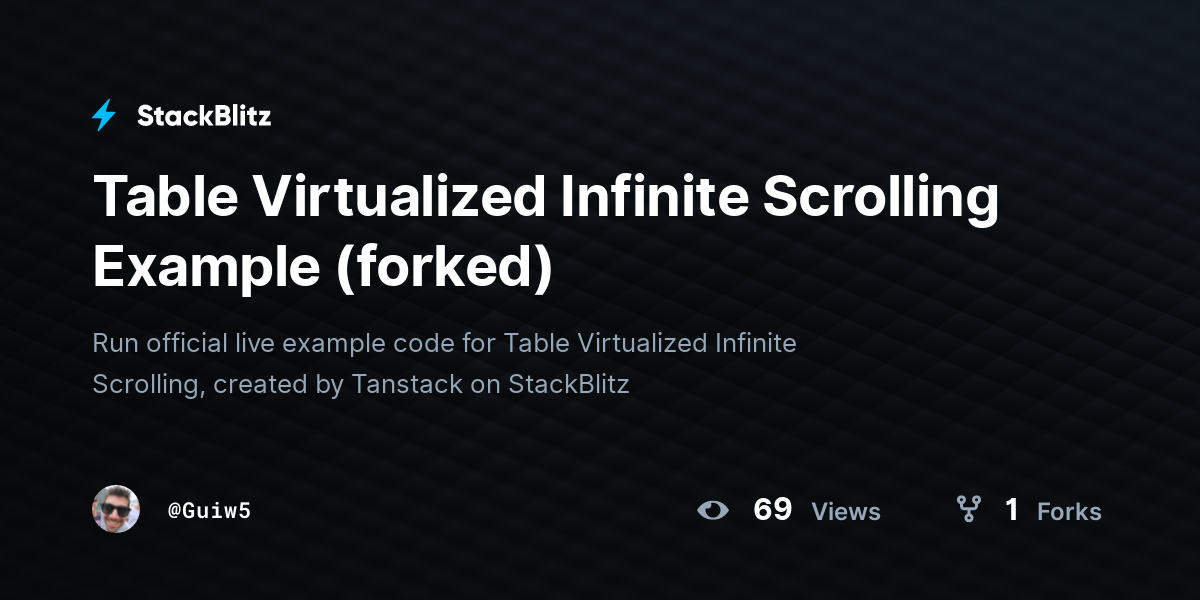 Table Virtualized Infinite Scrolling Example (forked) - StackBlitz