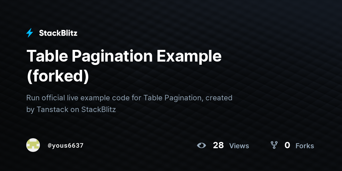 Table Pagination Example (forked) - StackBlitz
